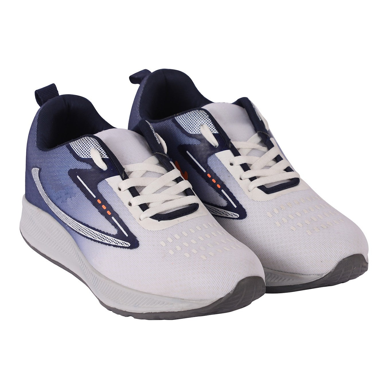 Men Lace Up Running Shoes, White & Blue (Size-7 UK)